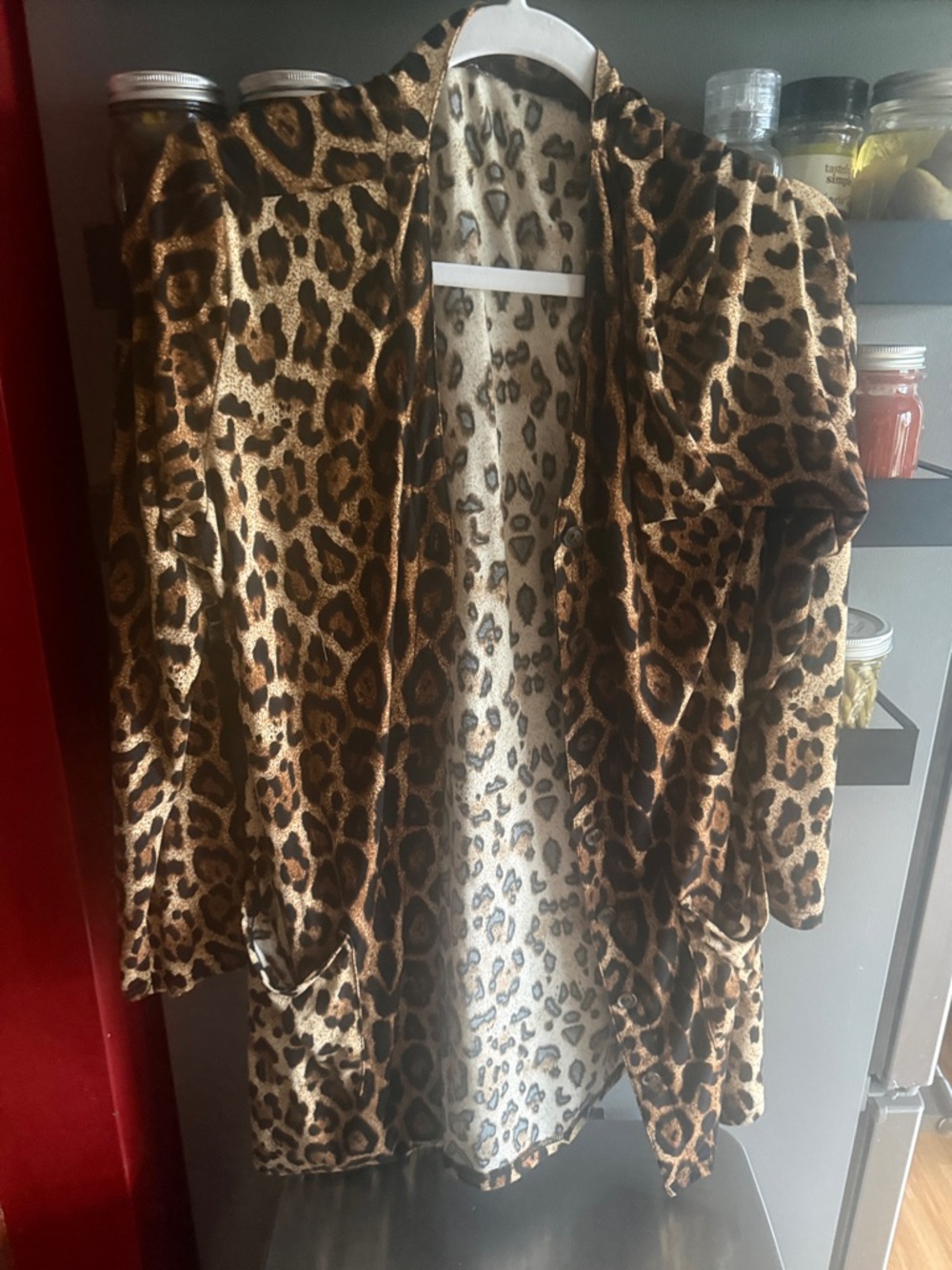 Leopard Print Open Cardigan Jacket - Brown & Black